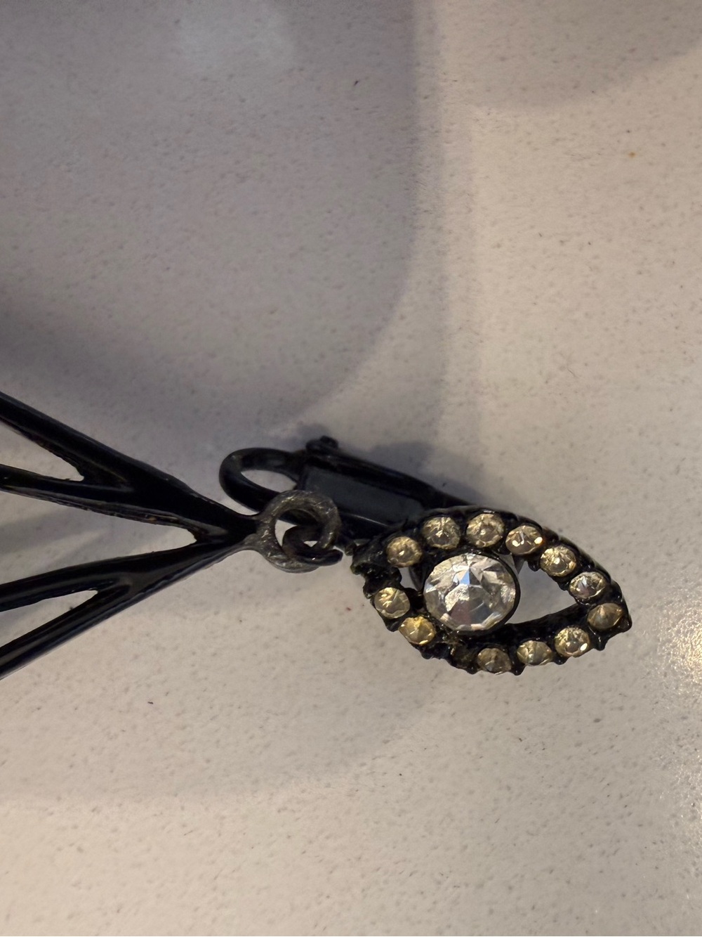 Rhinestone Teardrop Pendant Earrings - Clear Crystal Accent